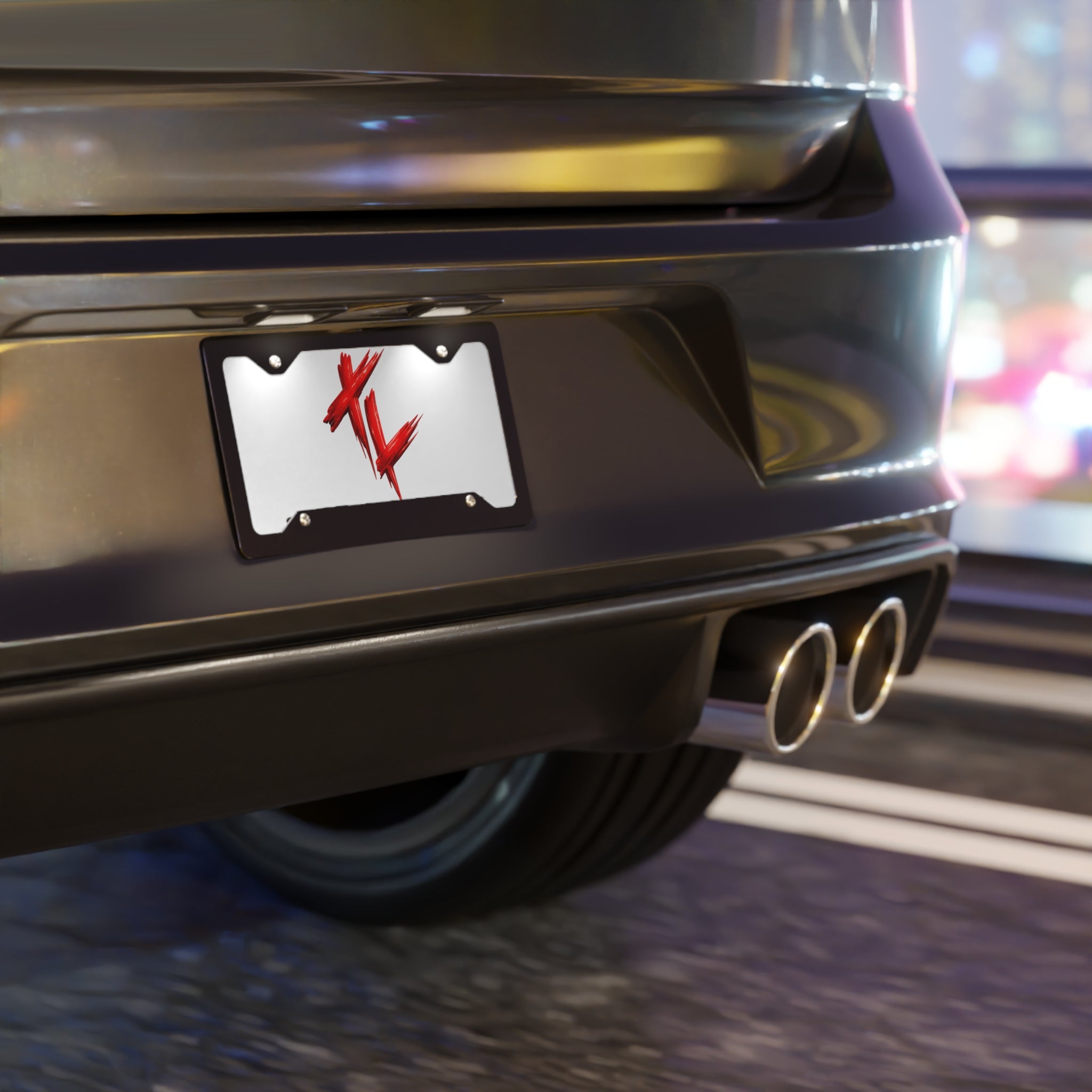 Red Slash Vanity Plate — Decorative Front License Plate
